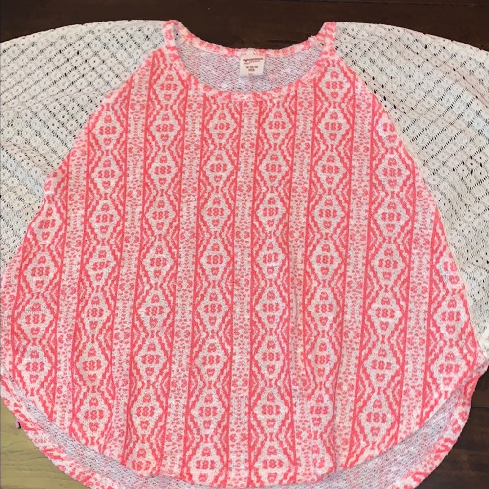Cute lace and pink blouse.
